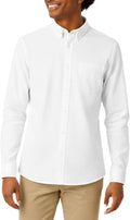 Men's Expandable Collar Button Up Shirt with Long Sleeves